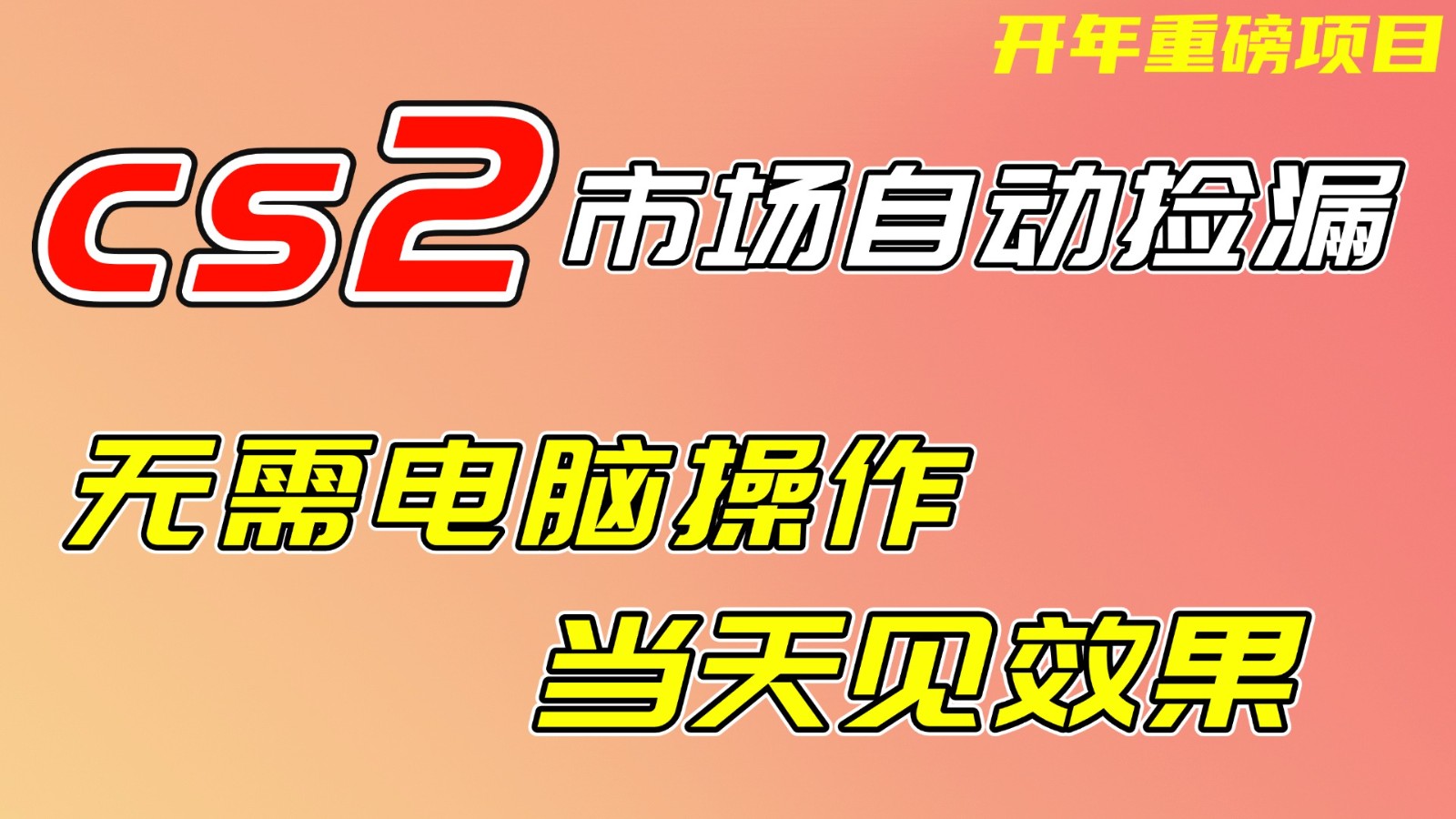 CS2市场挂机项，无需电脑操作，无需进入游戏，当天见效果，支持任何形式验证-老莫涯