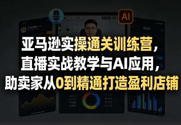 亚马逊实操通关训练营，直播实战教学与AI应用，助卖家从0到精通打造盈利店铺(更新4月17日)-老莫涯