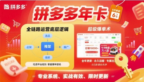 拼多多年卡，拼多多全链路运营底层逻辑，超级爆单术【更新10月】-老莫涯