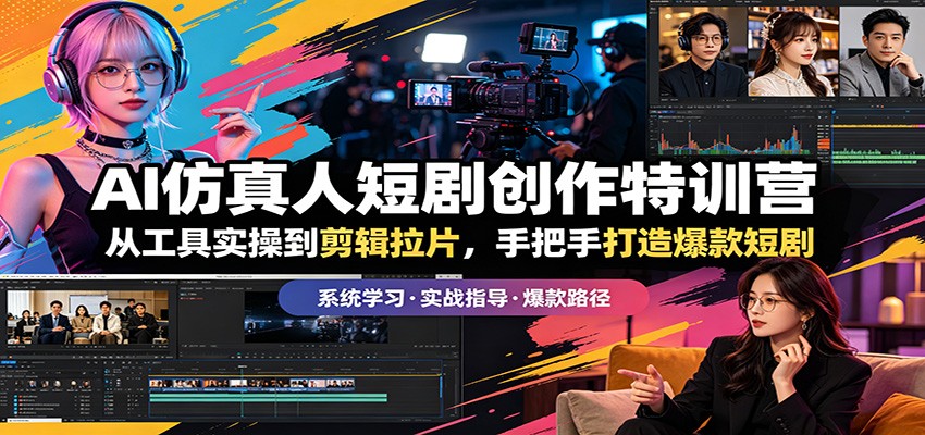 AI仿真人短剧创作特训营：从工具实操到剪辑拉片，手把手打造爆款短剧-老莫涯