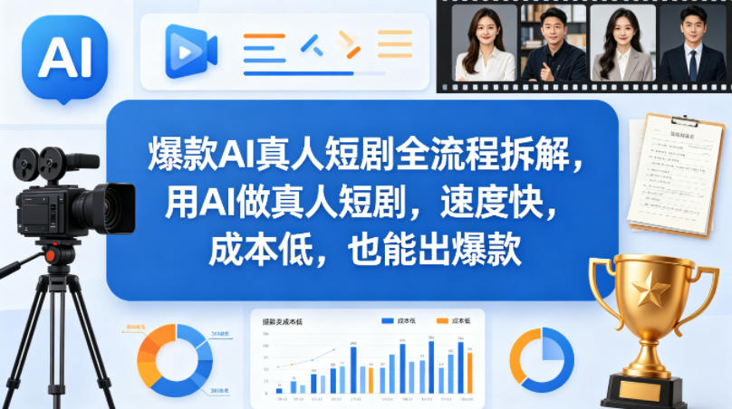 爆款AI真人短剧全流程拆解，用AI做真人短剧，速度快，成本低，也能出爆款-老莫涯