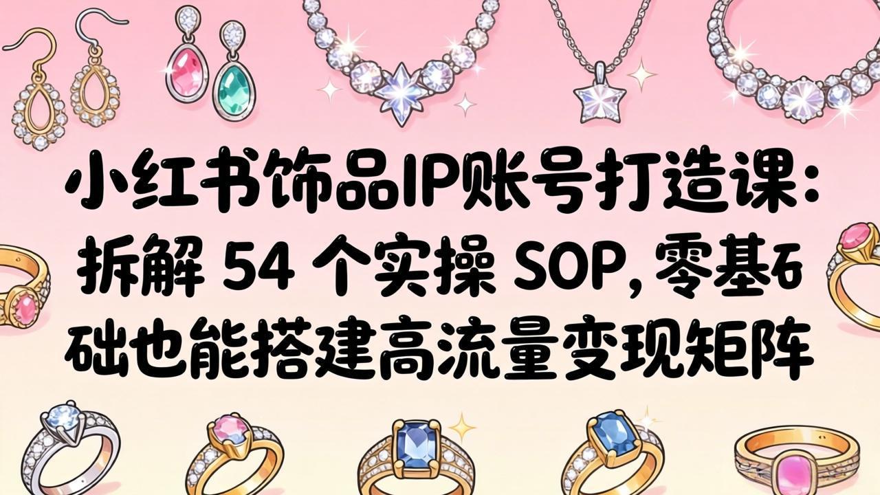 小红书饰品IP账号打造课：拆解 54 个实操 SOP，零基础也能搭建高流量变现矩阵-老莫涯