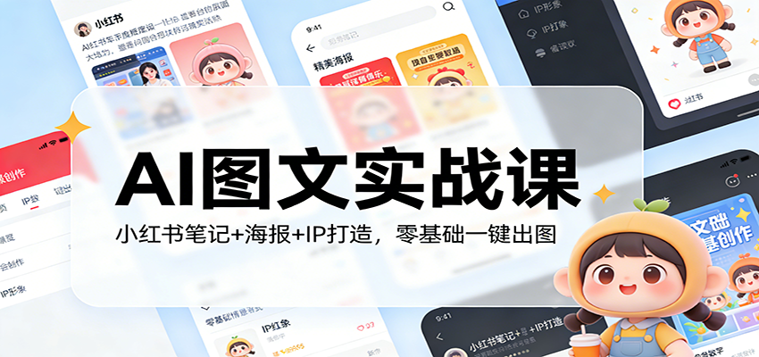 AI图文实战课：小红书笔记+海报+IP打造，零基础一键出图-老莫涯