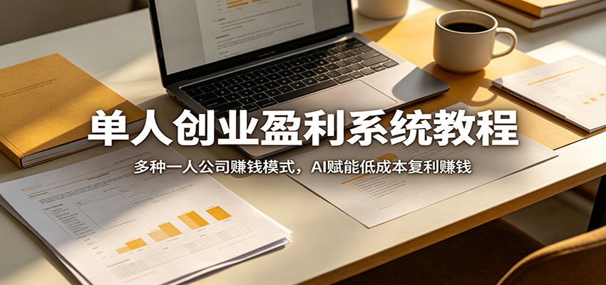 单人创业盈利系统教程：多种一人公司赚钱模式，AI赋能低成本复利赚钱-老莫涯
