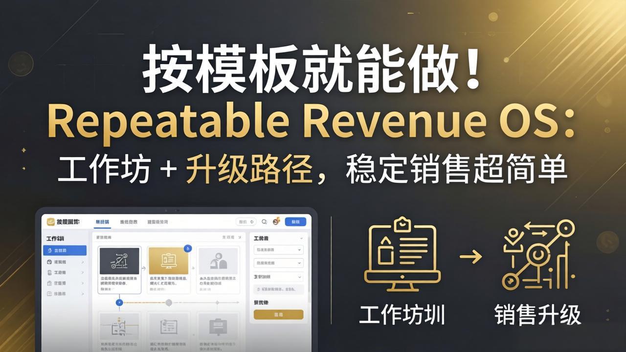 按模板就能做！Repeatable Revenue OS：工作坊 + 升级路径，稳定销售超简单-老莫涯