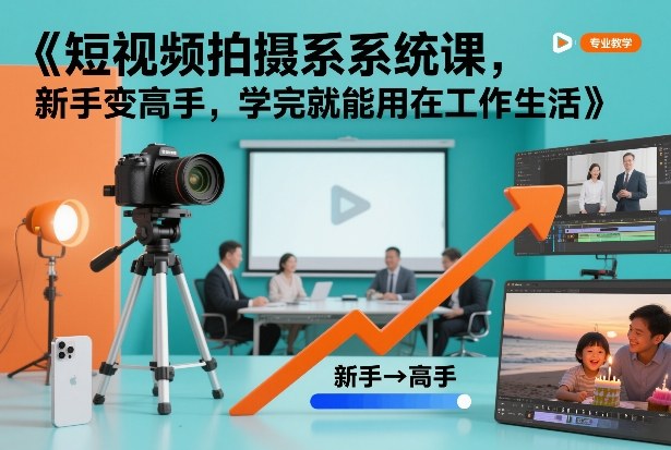 短视频拍摄系统课，新手变高手，学完就能用在工作生活-老莫涯