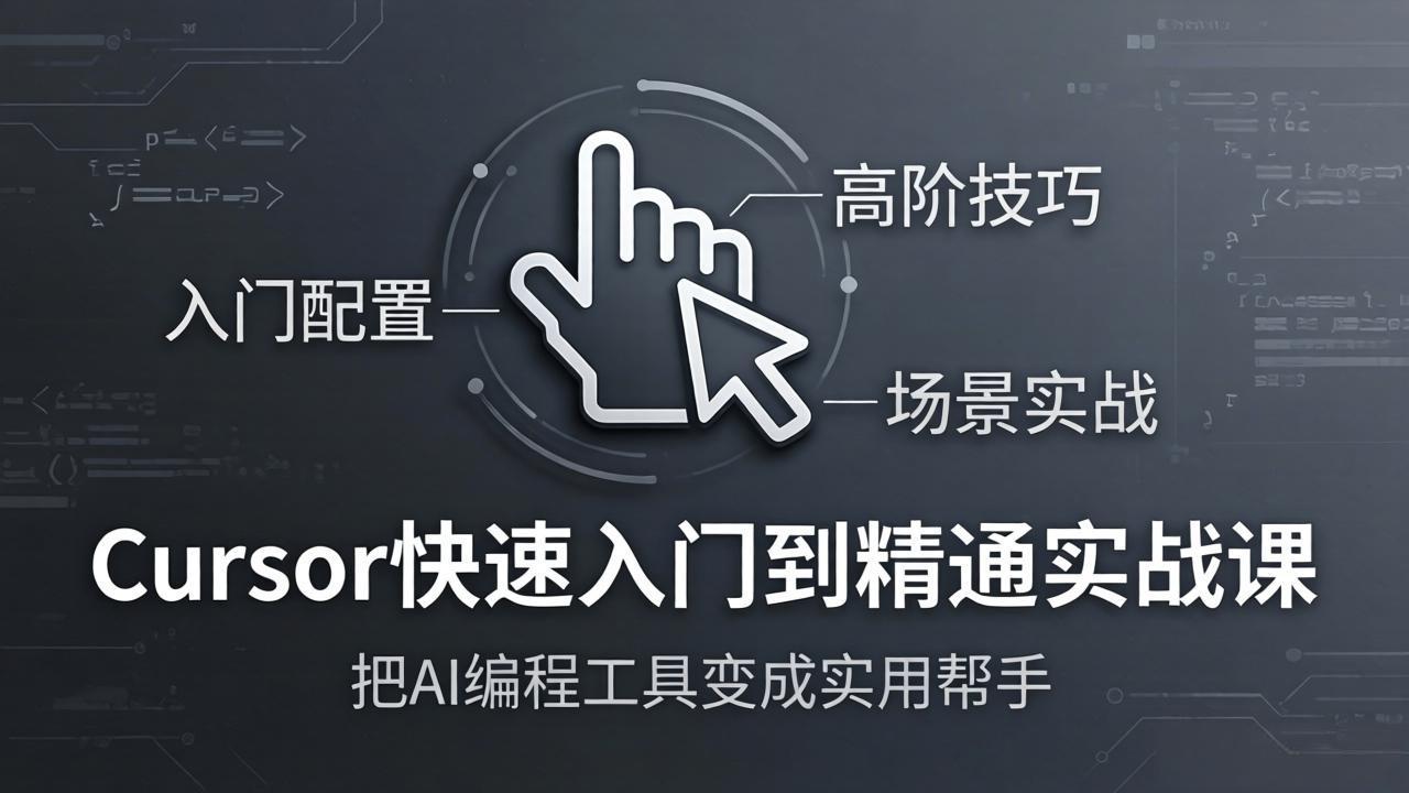 Cursor快速入门到精通实战课：入门配置+高阶技巧+场景实战，把AI编程工具变成实用帮手-老莫涯