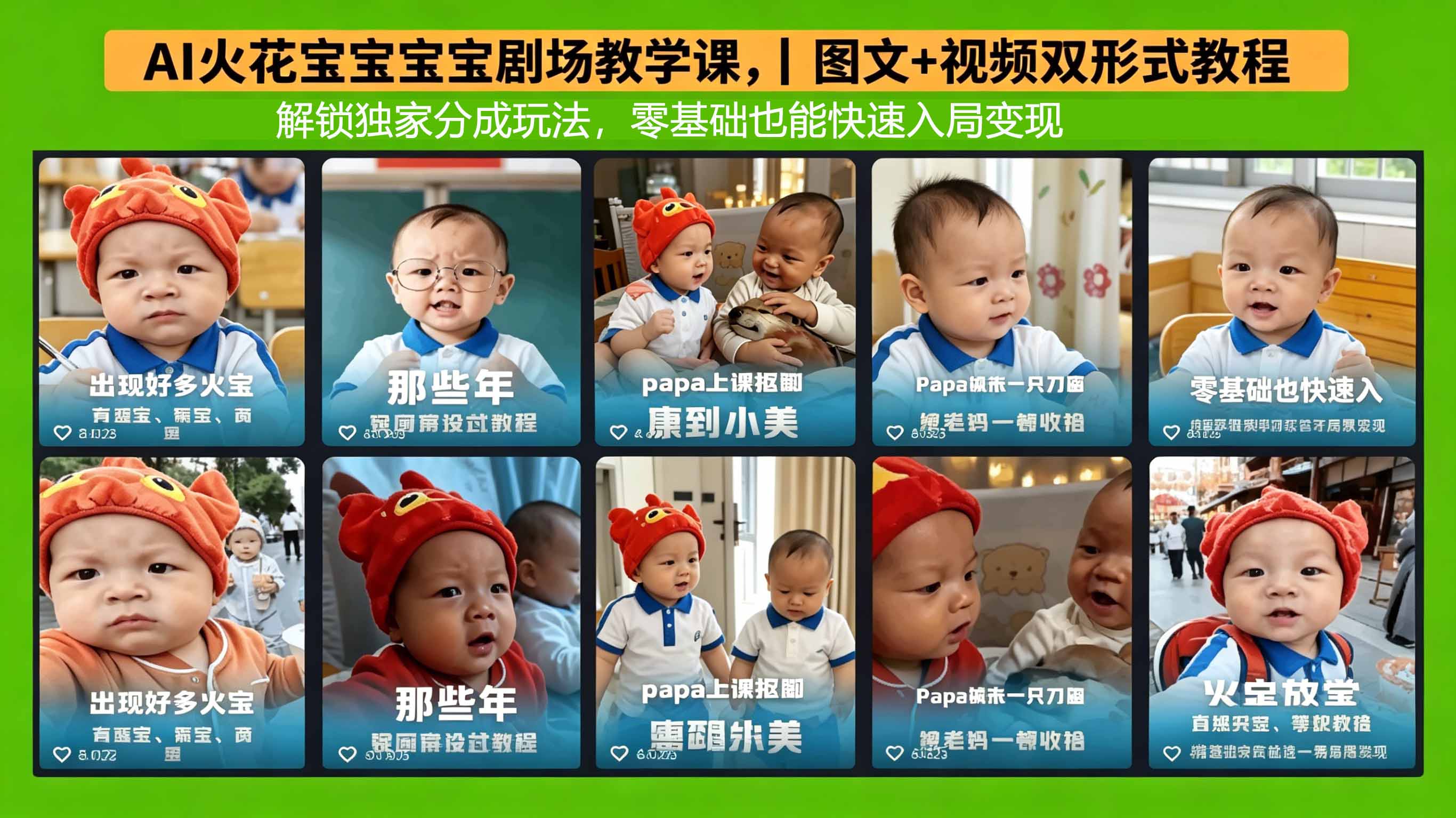 AI火花宝宝宝宝剧场教学课，图文+视频双形式教程，解锁独家分成玩法，零基础也能快速入局变现-老莫涯