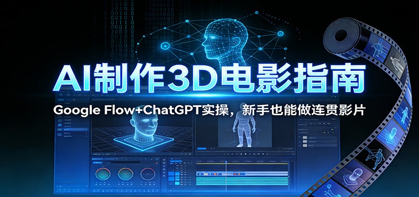 AI制作3D电影指南：Google Flow+ChatGPT实操，新手也能做连贯影片-老莫涯