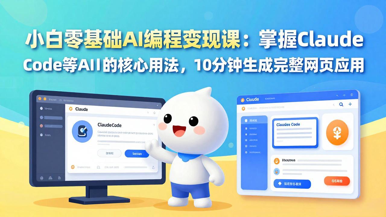 小白零基础AI编程变现课：掌握Claude Code等AI工具的核心用法，10分钟生成完整网页应用-老莫涯