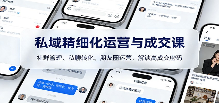 私域精细化运营与成交课：社群管理、私聊转化、朋友圈运营，解锁高成交密码-老莫涯