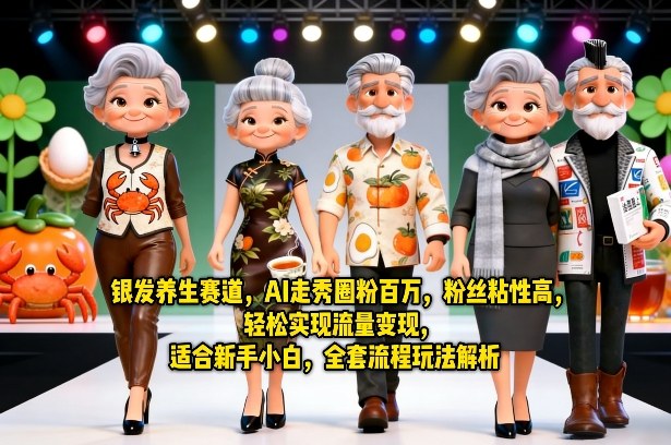 银发养生赛道，AI走秀圈粉百万，粉丝粘性高，轻松实现流量变现，适合新手小白，全套流程玩法解析-老莫涯