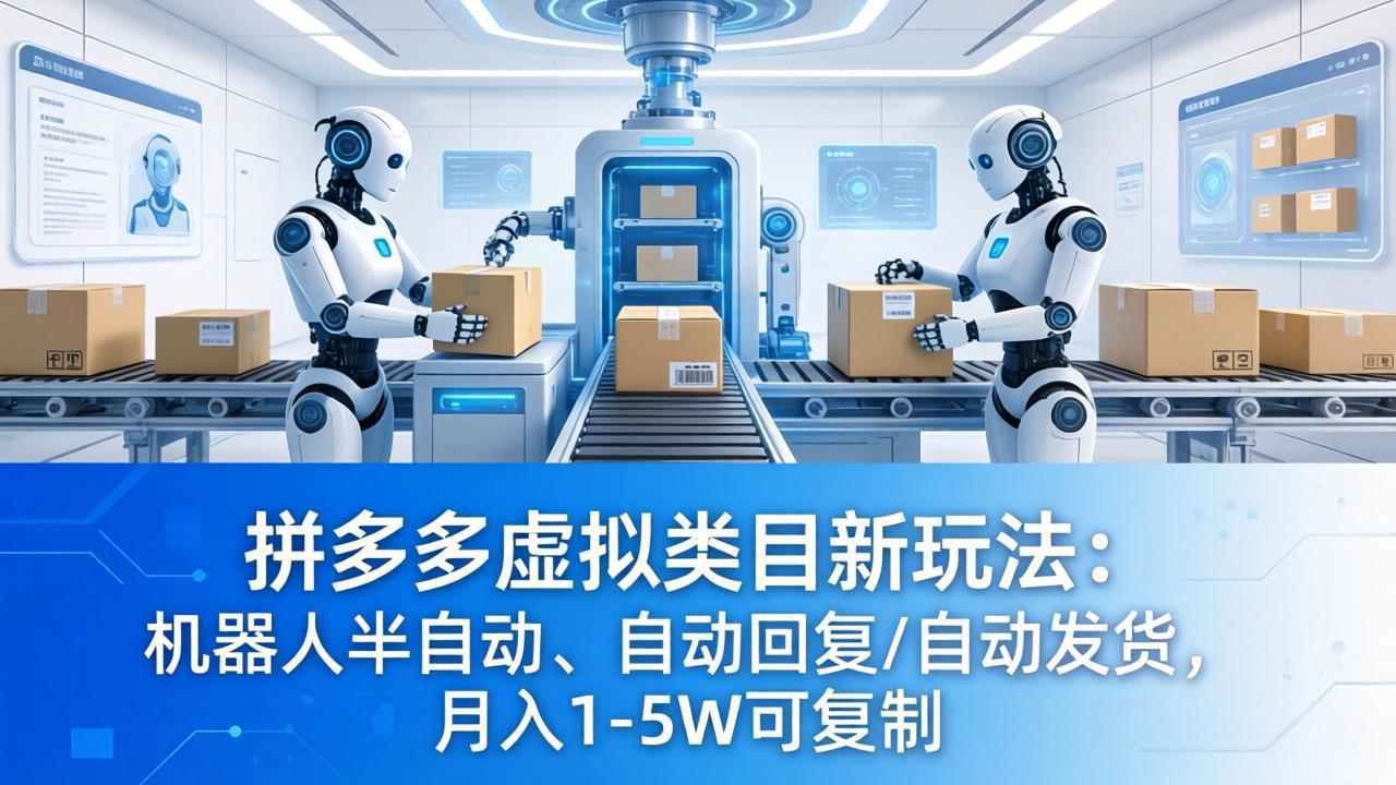 拼多多虚拟类目新玩法：机器人半自动、自动回复 /自动发货，月入 1-5W 可复制-老莫涯