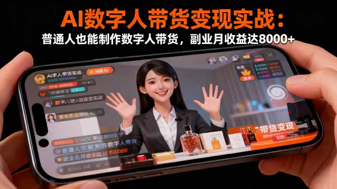 AI数字人带货变现实战：普通人也能制作数字人带货，副业月收益达8000+-老莫涯