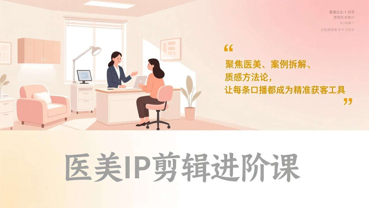 医美IP剪辑进阶课，聚焦医美、案例拆解、质感方法论，让每条口播都成为精准获客工具-老莫涯
