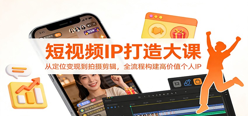 短视频IP打造大课：从定位变现到拍摄剪辑，全流程构建高价值个人IP-老莫涯