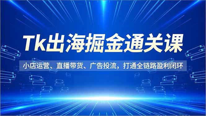 Tk出海掘金通关课，小店运营、直播带货、广告投流，打通全链路盈利闭环-老莫涯