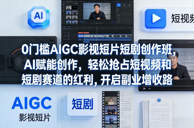 0门槛AIGC影视短片短剧创作班，AI赋能创作，轻松抢占短视频和短剧赛道的红利，开启副业增收路-老莫涯