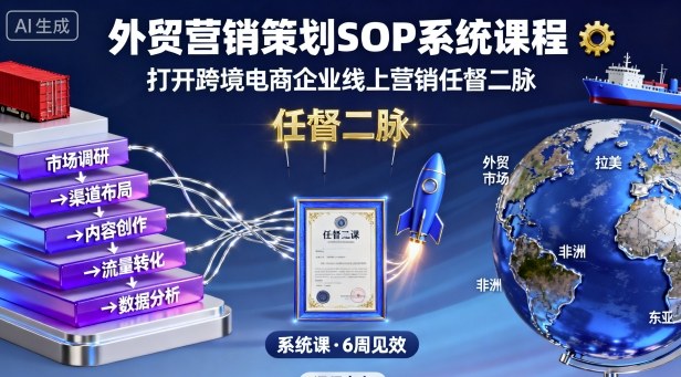 外贸营销策划SOP系统课程，打开跨境电商企业线上营销任督二脉-老莫涯