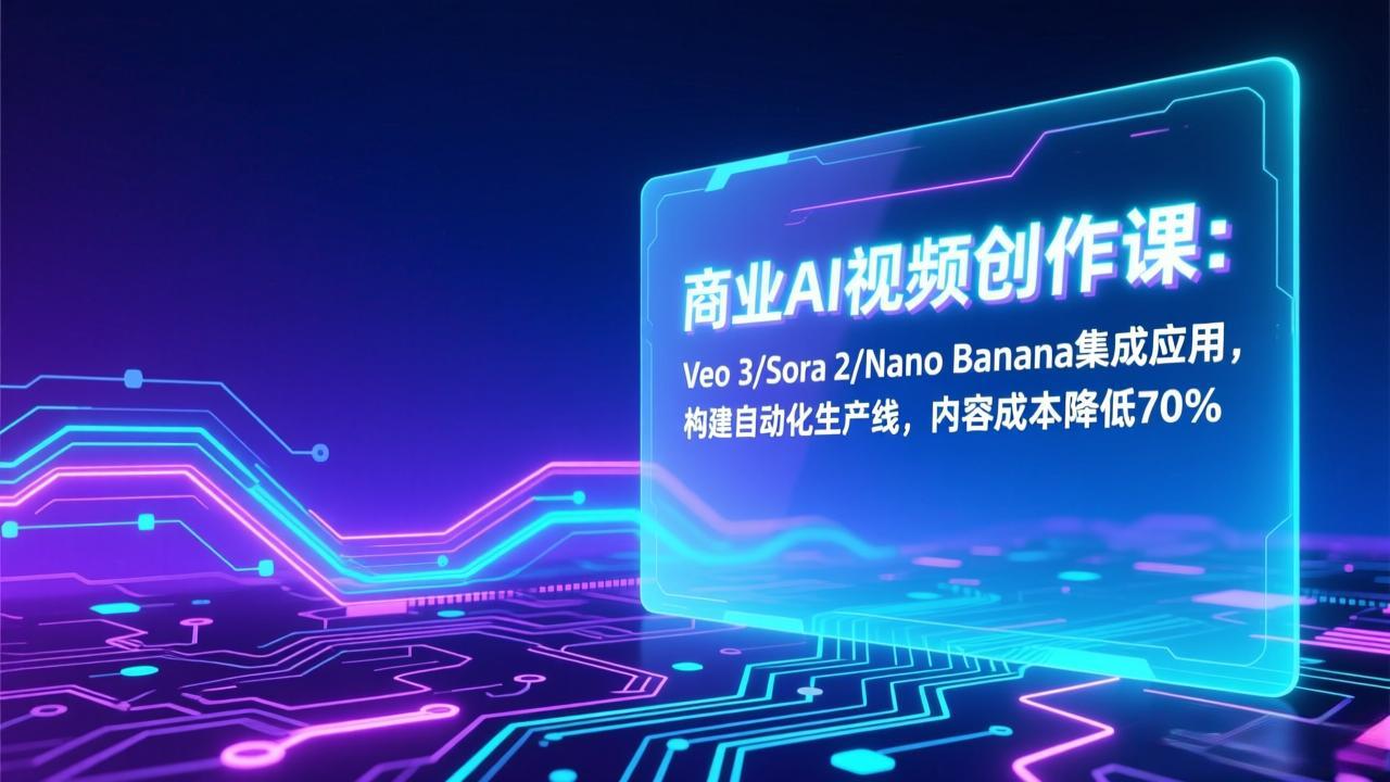 商业AI视频创作课：Veo 3/Sora 2/Nano Banana集成应用，构建自动化生产线，内容成本降低70%-老莫涯