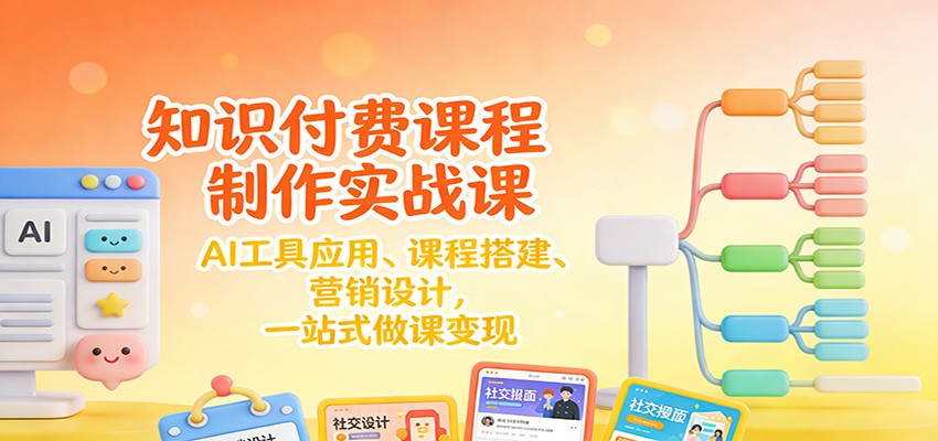 知识付费课程制作实战课：AI工具应用 、课程搭建、营销设计，一站式做课变现-老莫涯