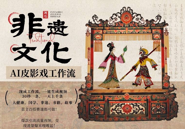 AI一键生成民俗文化非遗皮影戏视频，一刀不剪无需剪辑，30S一条，一天上百条，流量财富嘎嘎猛-老莫涯