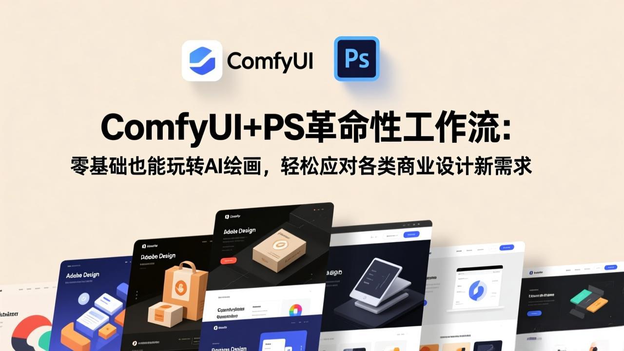 ComfyUI+PS革命性工作流：零基础也能玩转AI绘画，轻松应对各类商业设计新需求-老莫涯