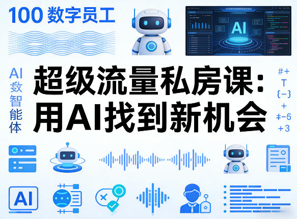 你的AI数字员工100个智能体，超级流量私房课，用AI找到新机会-老莫涯