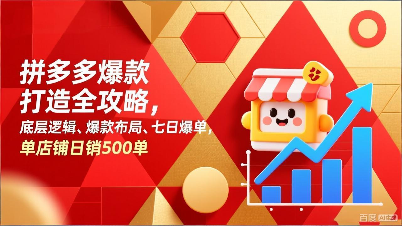 拼多多爆款打造全攻略，底层逻辑、爆款布局、七日爆单，单店铺日销500单-老莫涯
