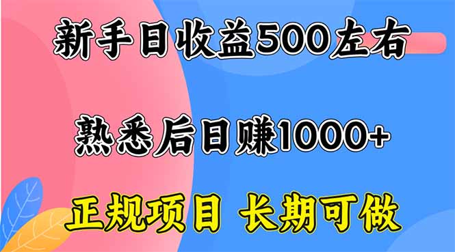 新手日收益500+ 正规项目 长期可做-老莫涯