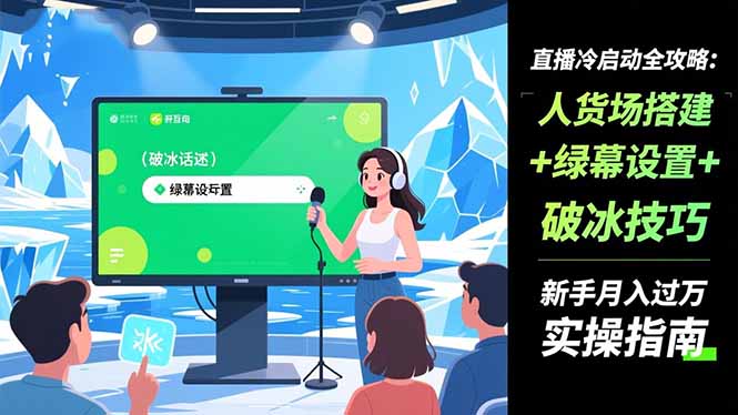 直播冷启动全攻略:人货场搭建+绿幕设置+破冰技巧，新手月入过万实操指南-老莫涯