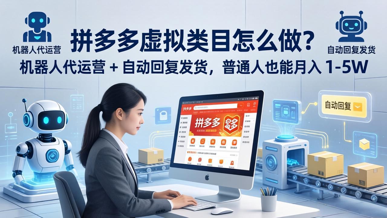 拼多多虚拟类目怎么做？机器人代运营 + 自动回复发货，普通人也能月入 1-5W-老莫涯