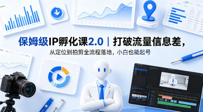 保姆级IP孵化课2.0｜打破流量信息差，从定位到拍剪全流程落地，小白也能起号-老莫涯