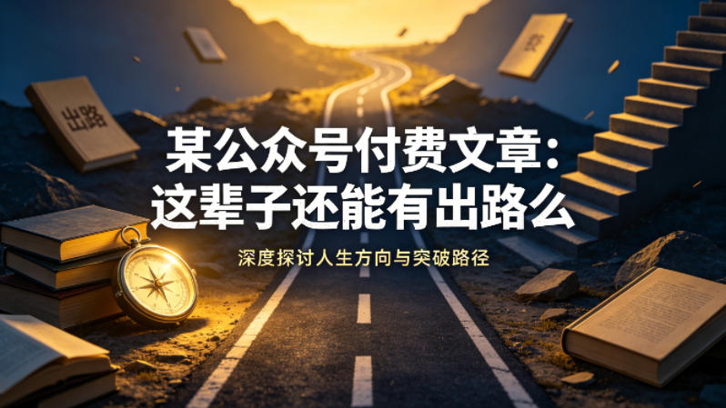 某公众号付费文章：这辈子还能有出路么-老莫涯