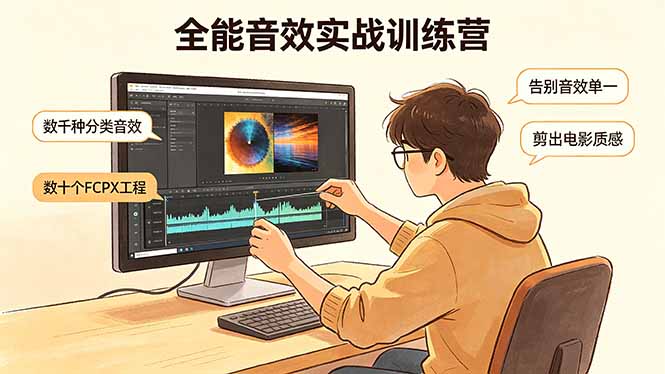 全能音效实战训练营：数千种分类音效+数十个FCPX工程，告别音效单一，剪出电影质感-老莫涯
