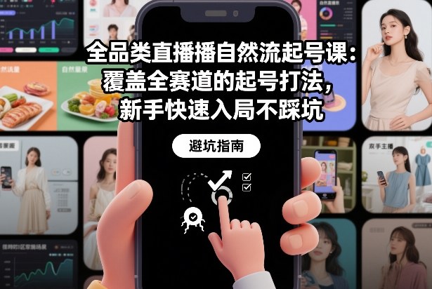 全品类直播自然流起号课：覆盖全赛道的起号打法，新手快速入局不踩坑-老莫涯