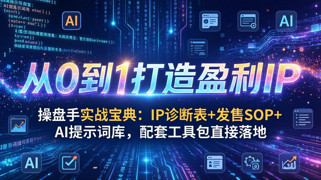 操盘手实战宝典：IP诊断表+发售SOP+AI提示词库，配套工具包直接落地，从0到1打造盈利IP-老莫涯