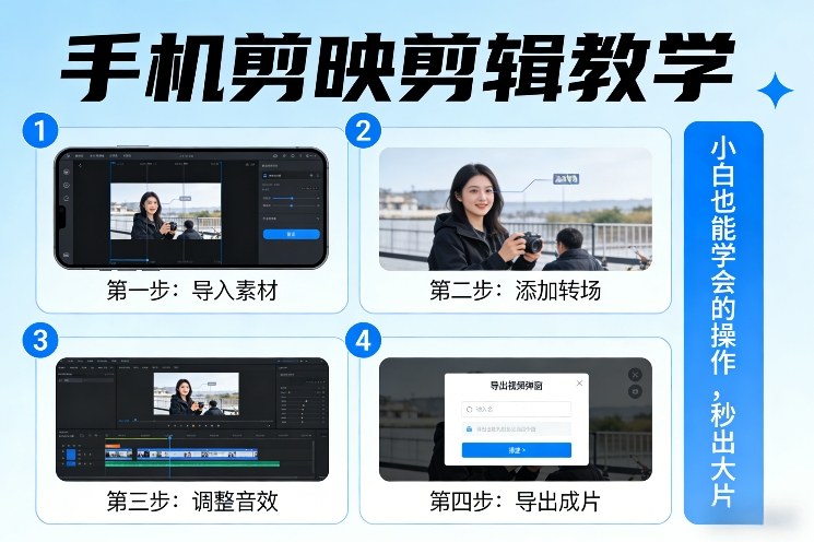 手机剪映剪辑教学，小白也能学会的操作，秒出大片-老莫涯
