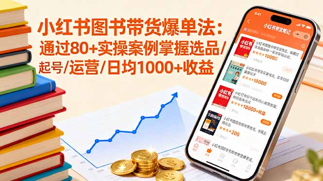 小红书图书带货爆单法：通过80+实操案例掌握选品/起号/运营/日均1000+收益-老莫涯