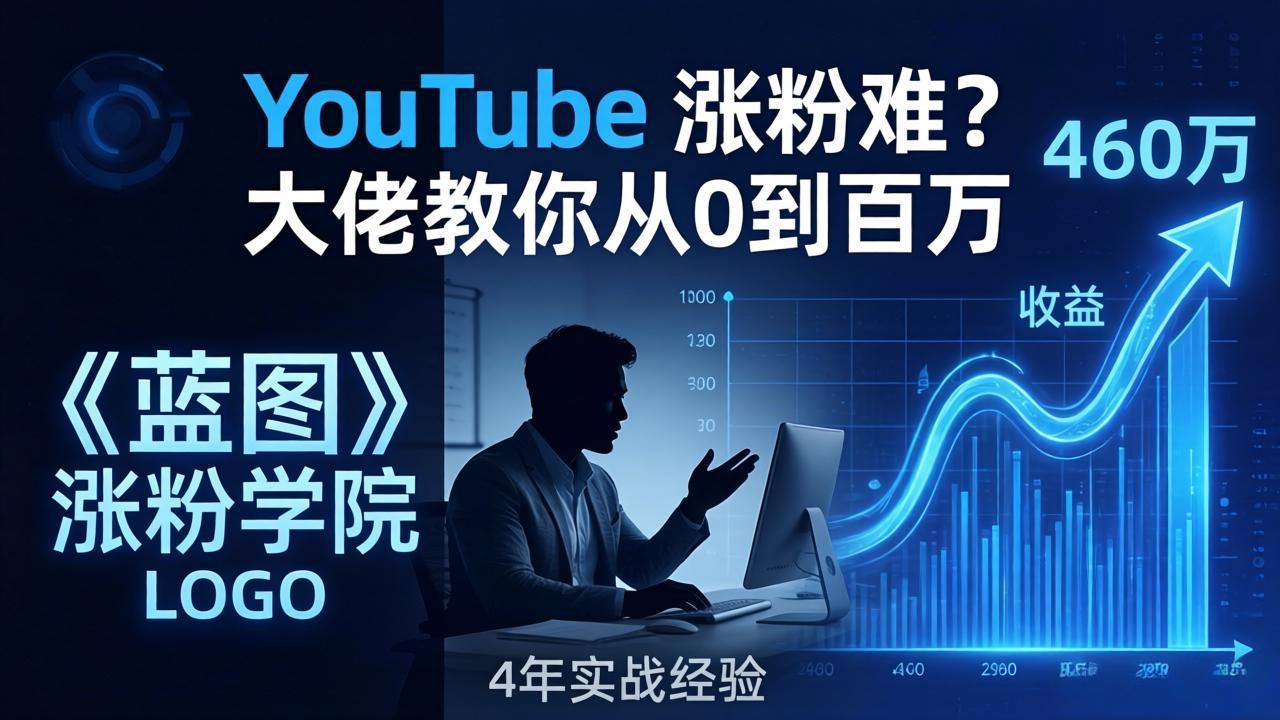 YouTube 涨粉难？《蓝图涨粉学院》：4 年赚 460 万的大佬教策略，从0到百万有路径！-老莫涯