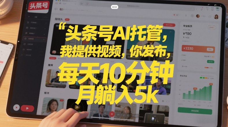 头条号AI托管，我提供视频，你发布，每天10分钟，月躺入5k+【揭秘】-老莫涯