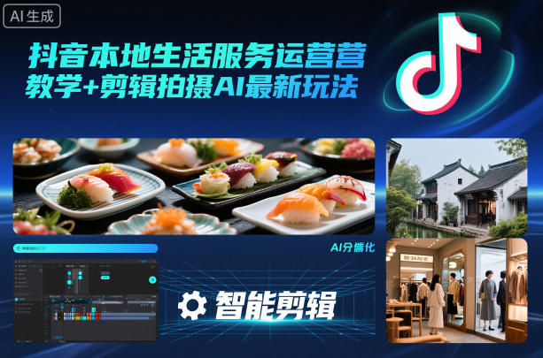 抖音本地生活服务运营教学+剪辑拍摄AI最新玩法-老莫涯