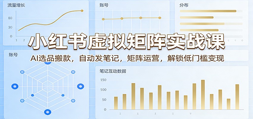 小红书虚拟矩阵实战课：AI选品搬款，自动发笔记，矩阵运营，解锁低门槛变现-老莫涯