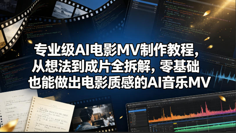 专业级AI电影MV制作教程，从想法到成片全拆解，零基础也能做出电影质感的AI音乐MV-老莫涯