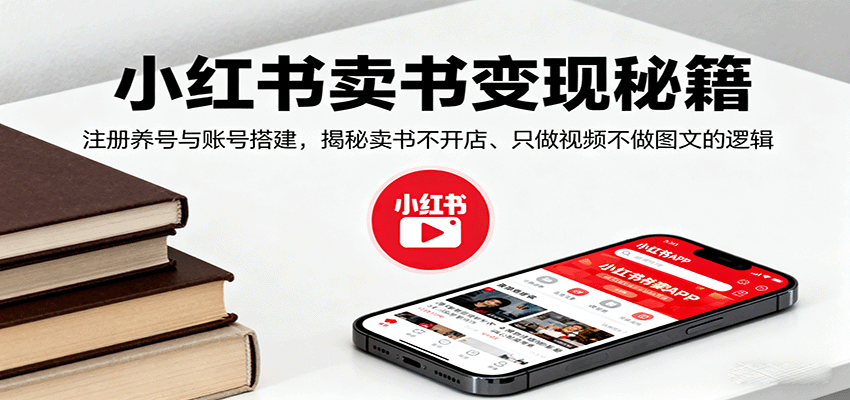 小红书卖书变现秘籍，注册养号与账号搭建，揭秘卖书不开店、只做视频不做图文的逻辑-老莫涯