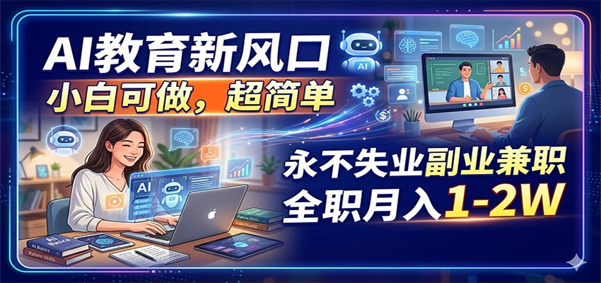 AI教育新风口，小白可做，超简单，永不失业副业兼职 全职月入1-2W-老莫涯
