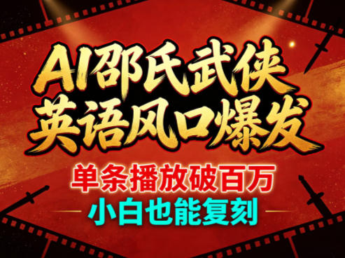 AI邵氏武侠英语风口爆发，单条播放破百万，小白也能复刻-老莫涯