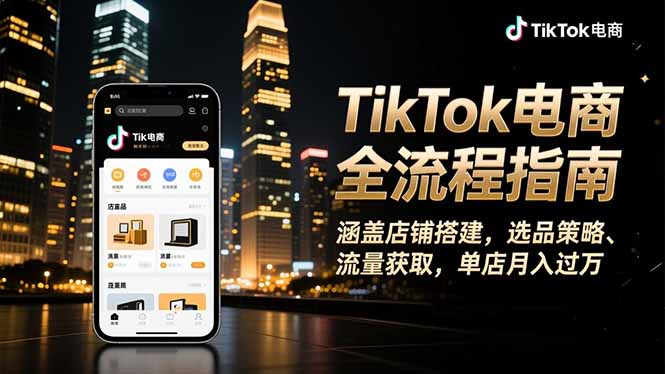 TikTok电商全流程指南，涵盖店铺搭建、选品策略、流量获取，单店月入过万-老莫涯