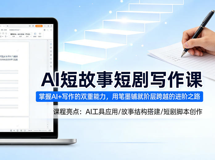 AI短故事短剧写作课，掌握AI+写作的双重能力，用笔墨铺就阶层跨越的进阶之路-老莫涯