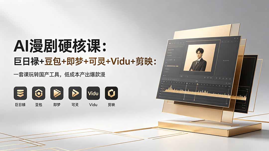 AI漫剧硬核课：巨日禄+豆包+即梦+可灵+Vidu+剪映：一套课玩转国产工具，低成本产出爆款漫剧-老莫涯